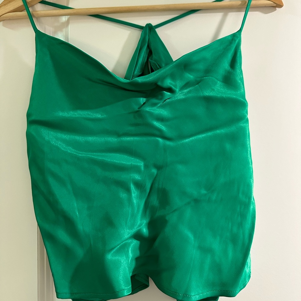 Zara emerald top with open back, XS